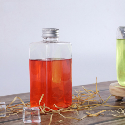 Plastic 16 Oz Natural Beveled Square HDPE Juice Bottle UV Plating