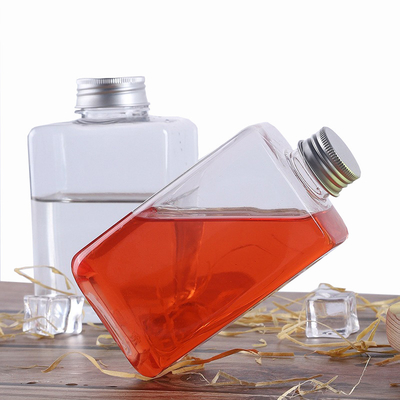 Plastic 16 Oz Natural Beveled Square HDPE Juice Bottle UV Plating