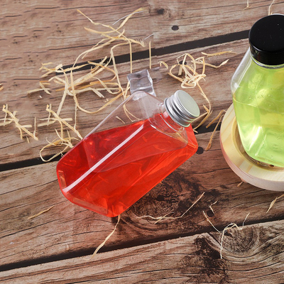 Plastic 16 Oz Natural Beveled Square HDPE Juice Bottle UV Plating