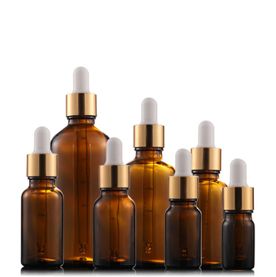 Graduated Scale Amber Glass Cosmetic Containers 0.7oz 30ml Dropper Bottles With Pipette