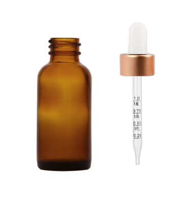 Graduated Scale Amber Glass Cosmetic Containers 0.7oz 30ml Dropper Bottles With Pipette