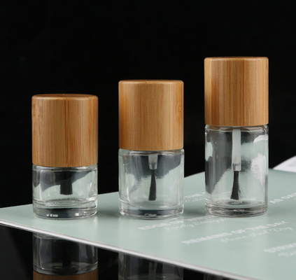 High Quality Nail Polish Bottle Bamboo Cap Glass Cosmetic Containers