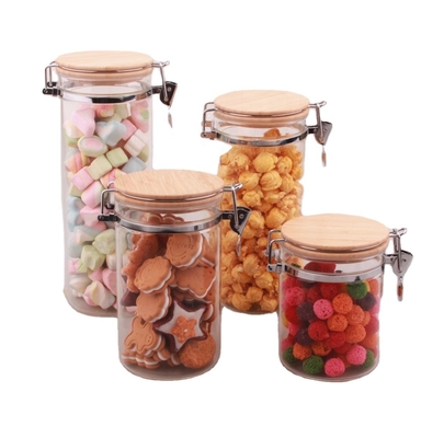 1L 1.35L 1.6L Large Clear High Borosilicate Glass Jar Bamboo Lid Washable Reusable