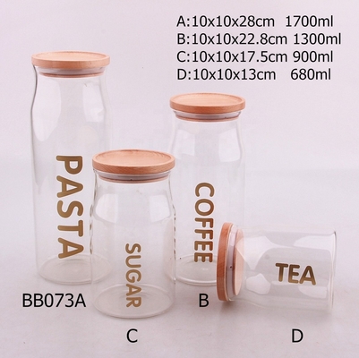 1L 1.35L 1.6L Large Clear High Borosilicate Glass Jar Bamboo Lid Washable Reusable