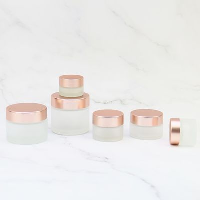 Good price Hautpflege-rosa freier Raum bereifte kosmetische Glasgefäße mit Rose Gold Lid 5g 10g 30g 50g Online