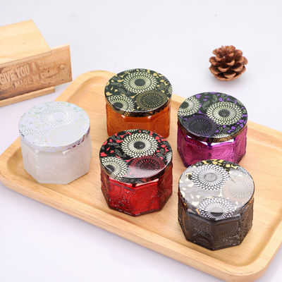 Good price Achteck-leeren prägeartige Kerzen-Glasgläser multi Luxusfarbe 4oz 8oz mit Deckel Online